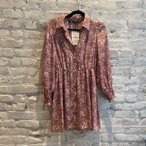 NWT Zara Paisley Dress with silver/diamond button